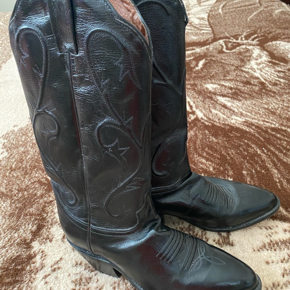 Leather Cowboy Boots Black